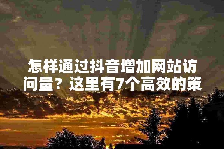 怎样通过抖音增加网站访问量？这里有7个高效的策略供你探索。