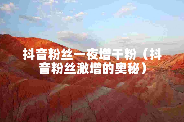 抖音粉丝一夜增千粉（抖音粉丝激增的奥秘）