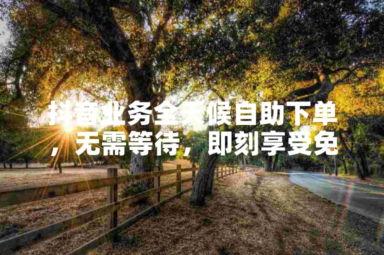 抖音业务全天候自助下单，无需等待，即刻享受免费服务。