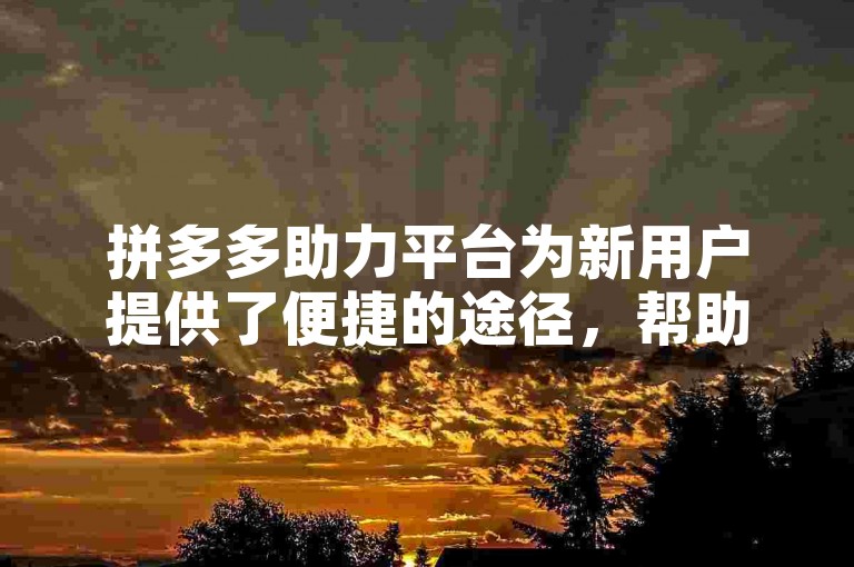 拼多多助力平台为新用户提供了便捷的途径，帮助他们迅速获得成功。