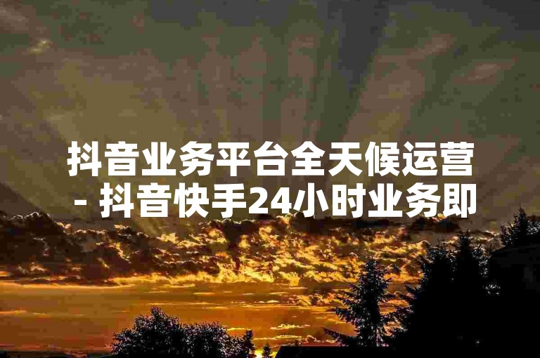抖音业务平台全天候运营 - 抖音快手24小时业务即时处理