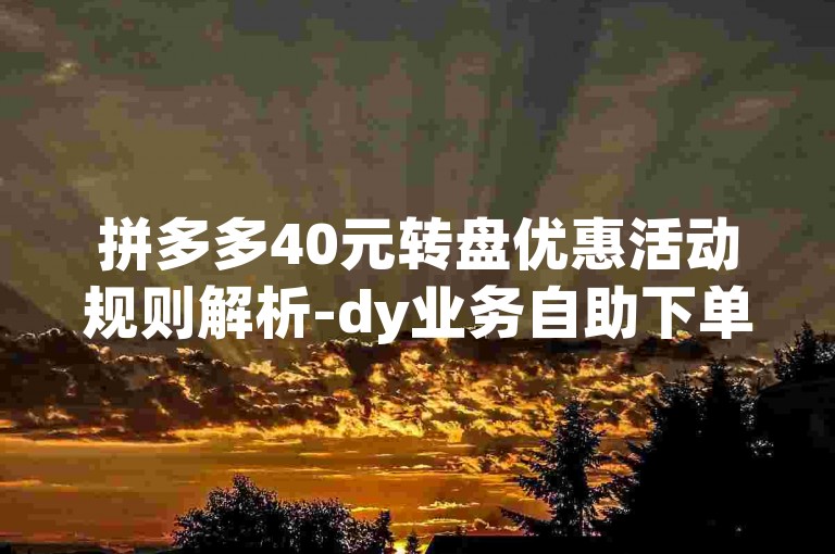 拼多多40元转盘优惠活动规则解析-dy业务自助下单平台低价促销