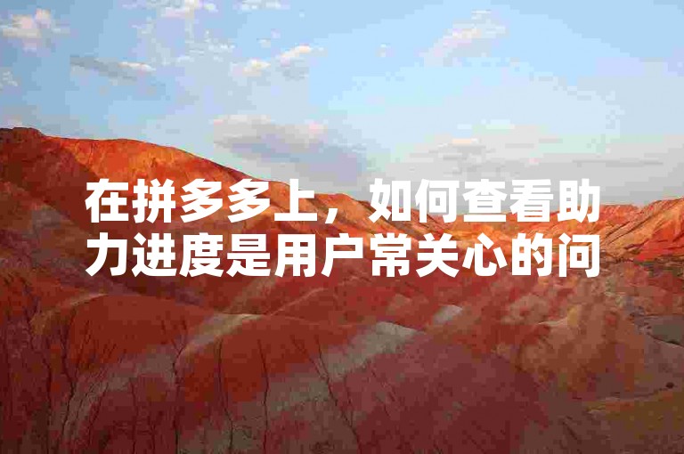 在拼多多上，如何查看助力进度是用户常关心的问题，而砍价软件则为这一过程提供了便捷的辅助。