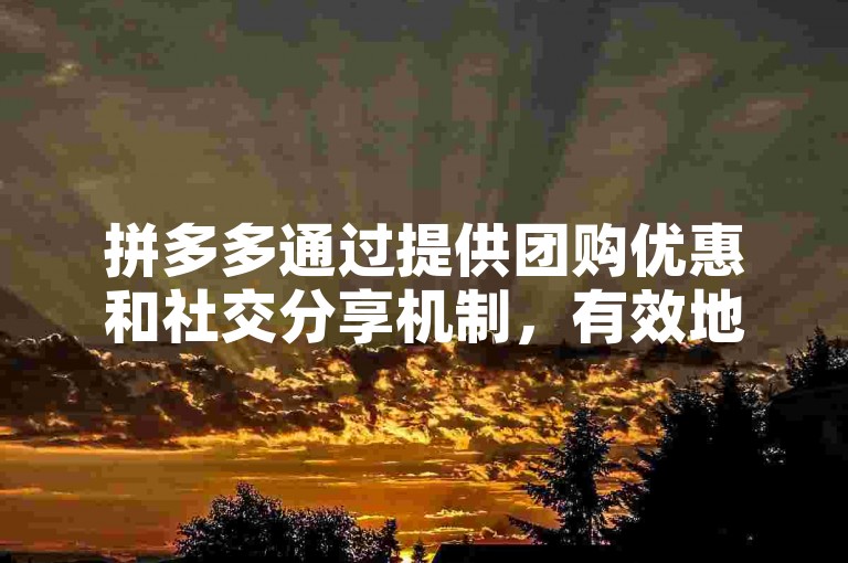 拼多多通过提供团购优惠和社交分享机制，有效地助力好友以更实惠的价格购买商品。