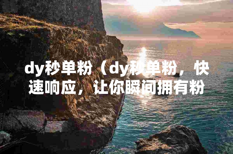 dy秒单粉（dy秒单粉，快速响应，让你瞬间拥有粉丝）