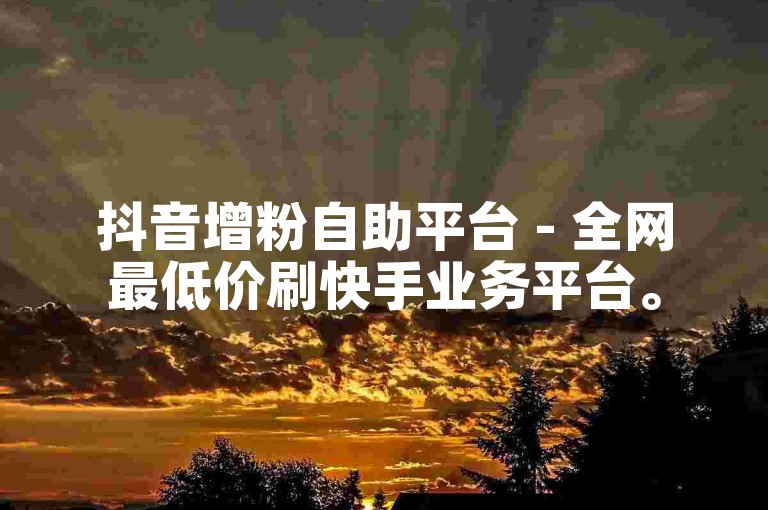 抖音增粉自助平台 - 全网最低价刷快手业务平台。