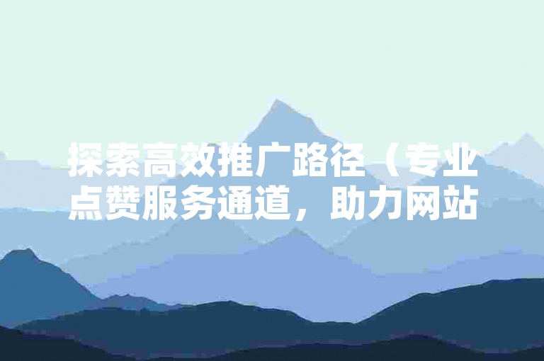 探索高效推广路径（专业点赞服务通道，助力网站访问量飙升）