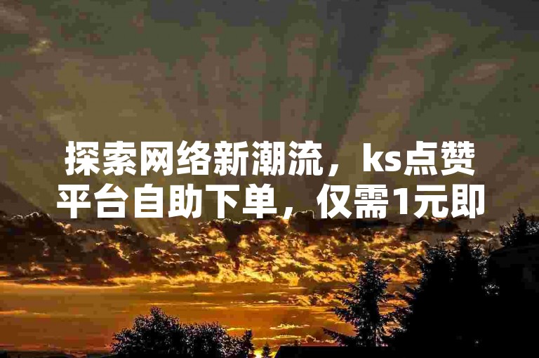 探索网络新潮流，ks点赞平台自助下单，仅需1元即可获得1000个粉丝，打造你的社交媒体影响力。