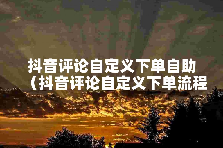 抖音评论自定义下单自助（抖音评论自定义下单流程）