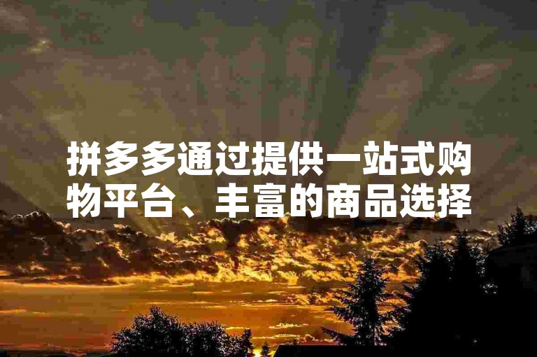 拼多多通过提供一站式购物平台、丰富的商品选择和优惠的价格，为消费者打造了便捷的购物体验，从而助力他们在成功之路上迈出坚实的一步。