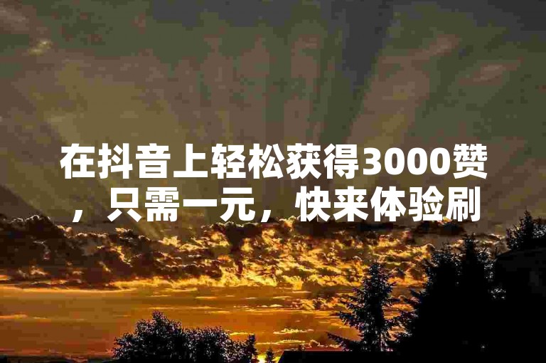 在抖音上轻松获得3000赞，只需一元，快来体验刷ks双击评论的魔力吧！