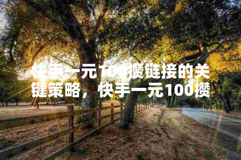快手一元100攒链接的关键策略，快手一元100攒链接，高效增粉利器！创作者首选！