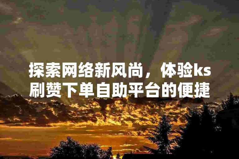 探索网络新风尚，体验ks刷赞下单自助平台的便捷服务，让dy自助下单小程序成为您点赞加速的得力助手。