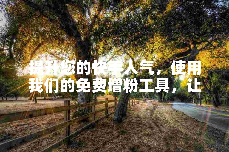 提升您的快手人气，使用我们的免费增粉工具，让点赞数飙升！