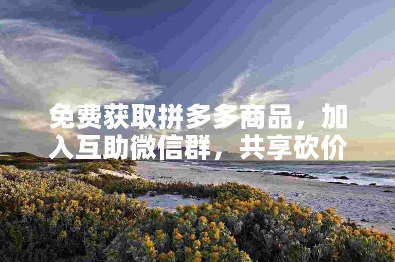 免费获取拼多多商品，加入互助微信群，共享砍价软件。