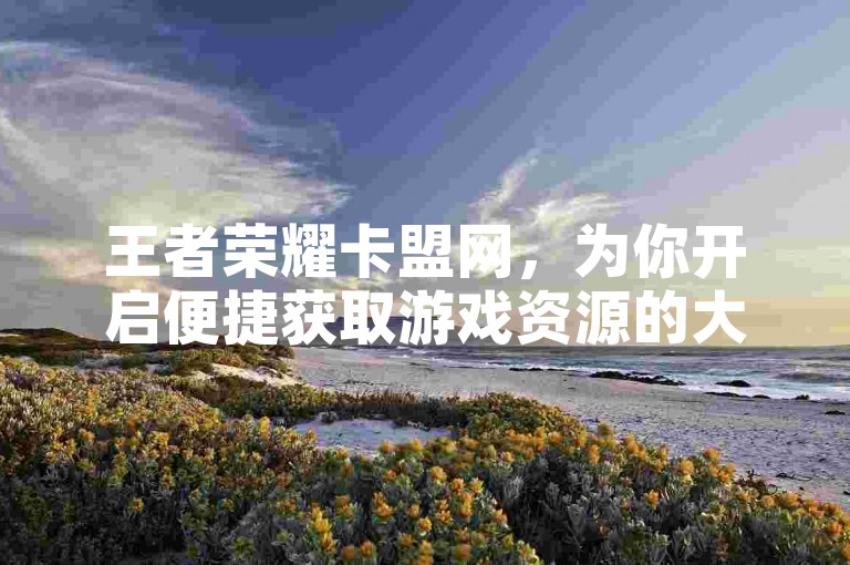 王者荣耀卡盟网，为你开启便捷获取游戏资源的大门。
