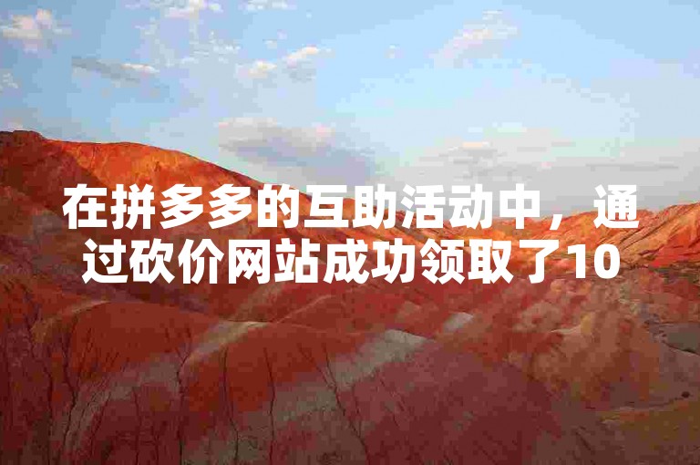 在拼多多的互助活动中，通过砍价网站成功领取了100元优惠券。