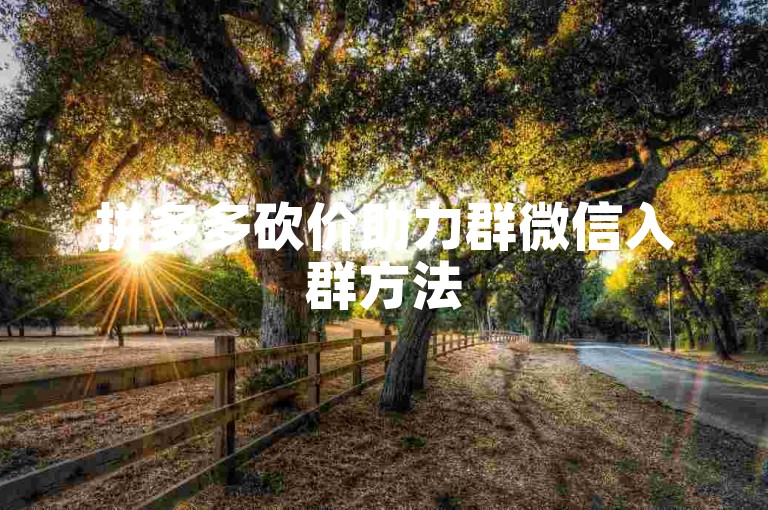 拼多多砍价助力群微信入群方法