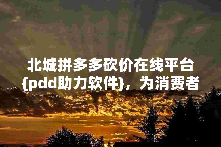 北城拼多多砍价在线平台{pdd助力软件}，为消费者提供便捷的购物优惠途径。