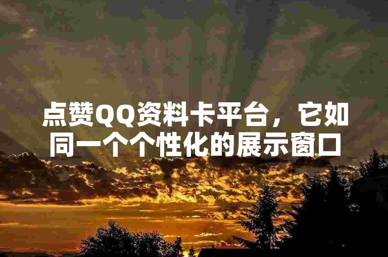 点赞QQ资料卡平台，它如同一个个性化的展示窗口，完美呈现个人独特魅力。