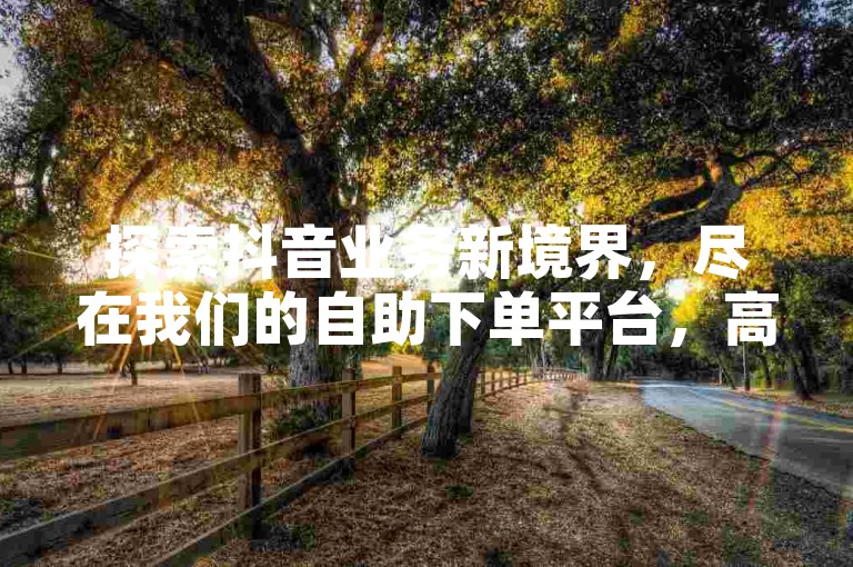 探索抖音业务新境界，尽在我们的自助下单平台，高效便捷，价格亲民。