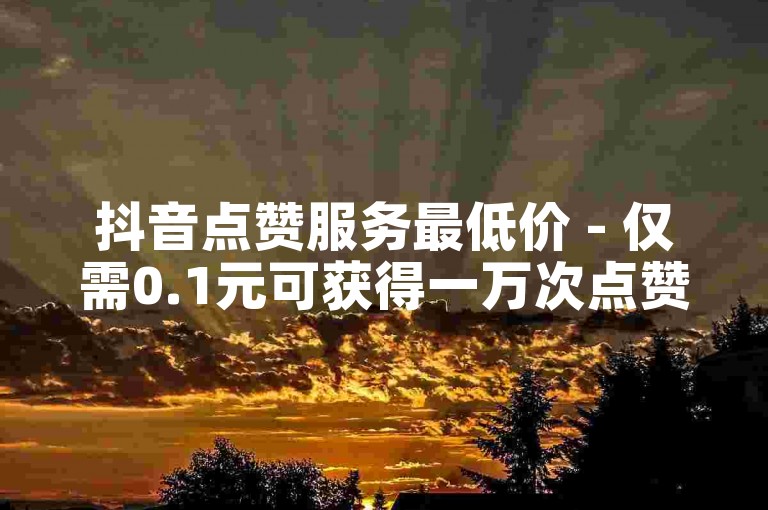 抖音点赞服务最低价 - 仅需0.1元可获得一万次点赞。