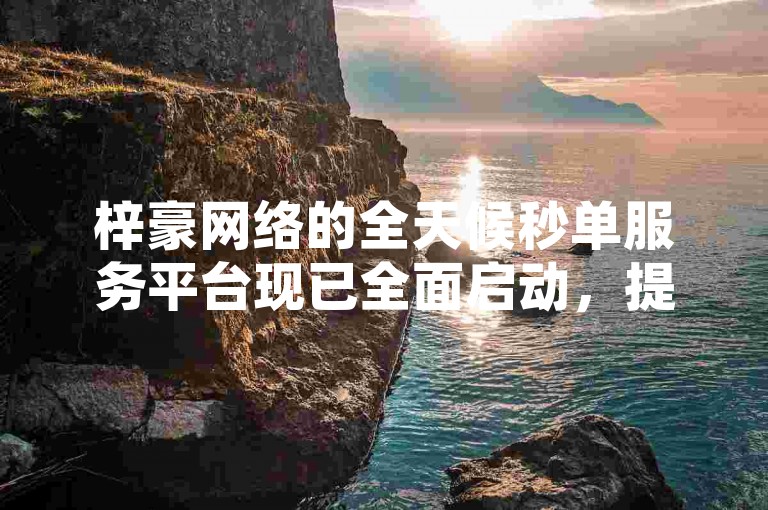 梓豪网络的全天候秒单服务平台现已全面启动，提供24小时不间断的业务处理能力！