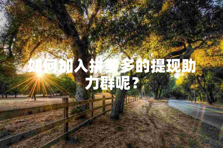 如何加入拼多多的提现助力群呢？