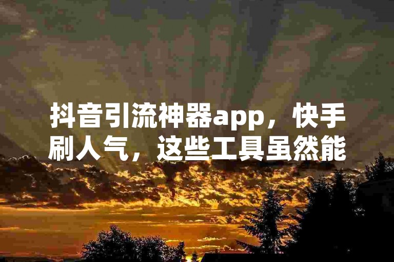 抖音引流神器app，快手刷人气，这些工具虽然能短期内提升账号曝光度，但长远来看，优质的内容创作才是吸引和留住粉丝的关键。