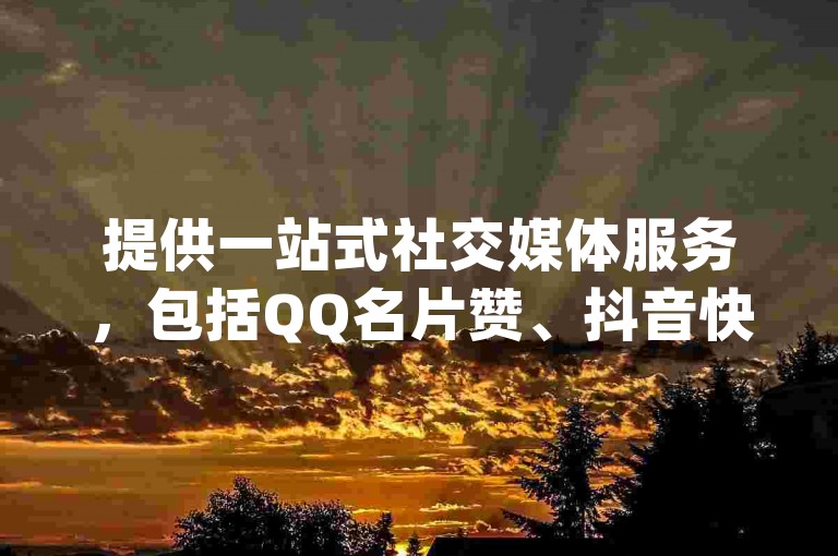 提供一站式社交媒体服务，包括QQ名片赞、抖音快手账号交易及低价抖音币充值，还有qq空间点赞自助下单平台。