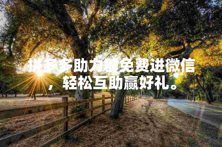 拼多多助力群免费进微信，轻松互助赢好礼。