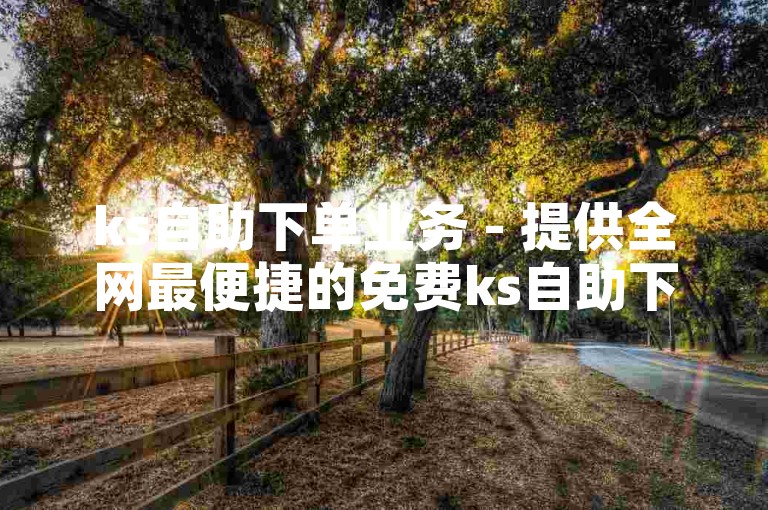 ks自助下单业务 - 提供全网最便捷的免费ks自助下单服务