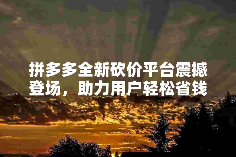 拼多多全新砍价平台震撼登场，助力用户轻松省钱。