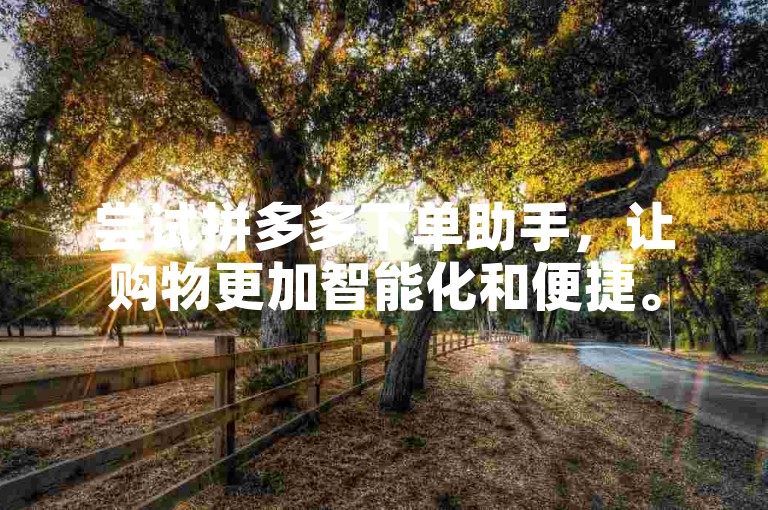 尝试拼多多下单助手，让购物更加智能化和便捷。