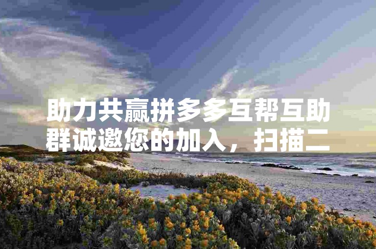助力共赢拼多多互帮互助群诚邀您的加入，扫描二维码即刻参与微信助力活动。