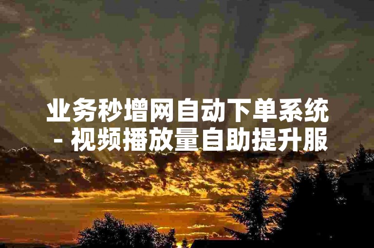 业务秒增网自动下单系统 - 视频播放量自助提升服务
