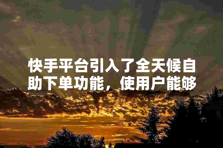 快手平台引入了全天候自助下单功能，使用户能够随时免费进行订单提交。