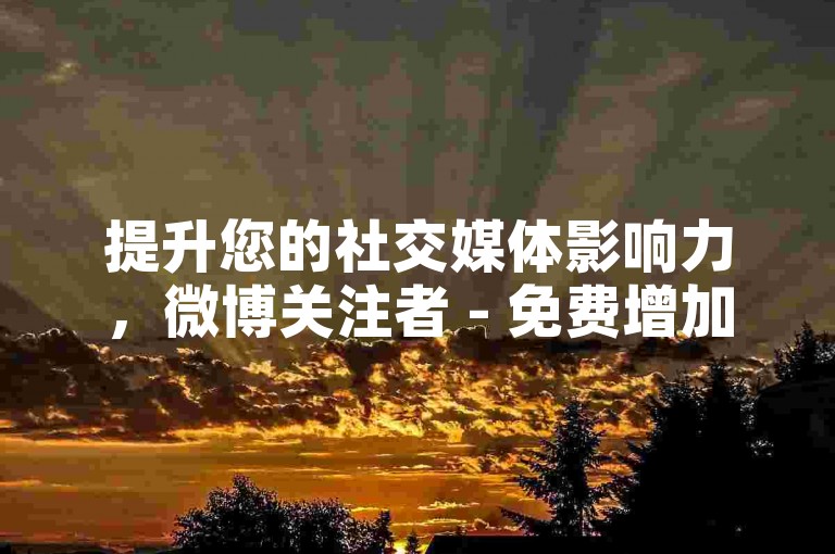 提升您的社交媒体影响力，微博关注者 - 免费增加500视频播放量 - 视频自动点赞服务