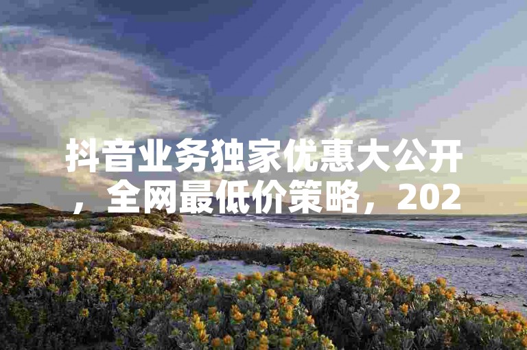 抖音业务独家优惠大公开，全网最低价策略，2025年必备攻略！