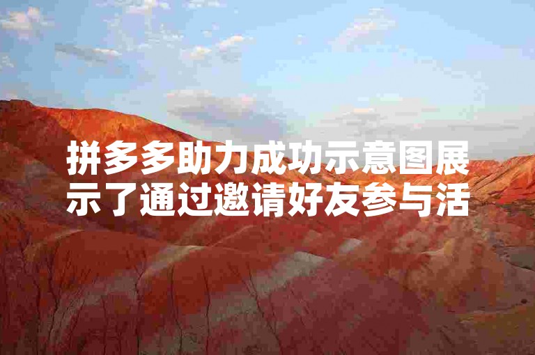 拼多多助力成功示意图展示了通过邀请好友参与活动，共同为某个目标助力的过程。