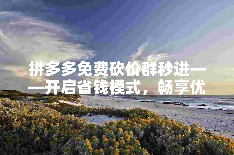 拼多多免费砍价群秒进——开启省钱模式，畅享优惠购物乐趣。