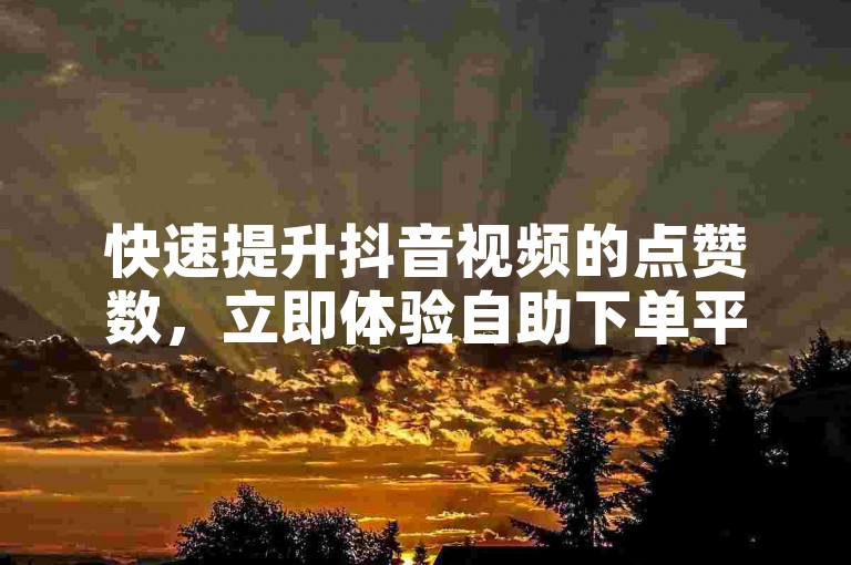 快速提升抖音视频的点赞数，立即体验自助下单平台的高效秒刷服务。