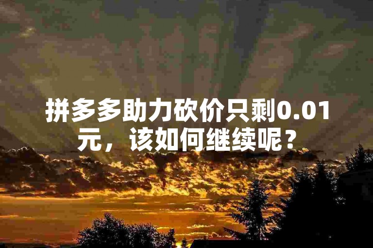 拼多多助力砍价只剩0.01元，该如何继续呢？