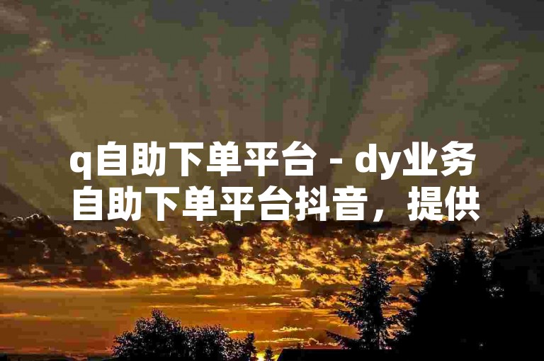 q自助下单平台 - dy业务自助下单平台抖音，提供便捷的在线服务。