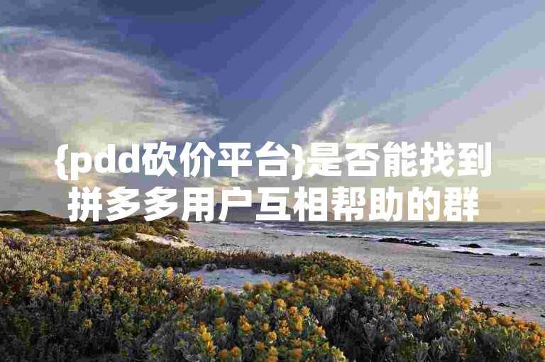 {pdd砍价平台}是否能找到拼多多用户互相帮助的群聊？