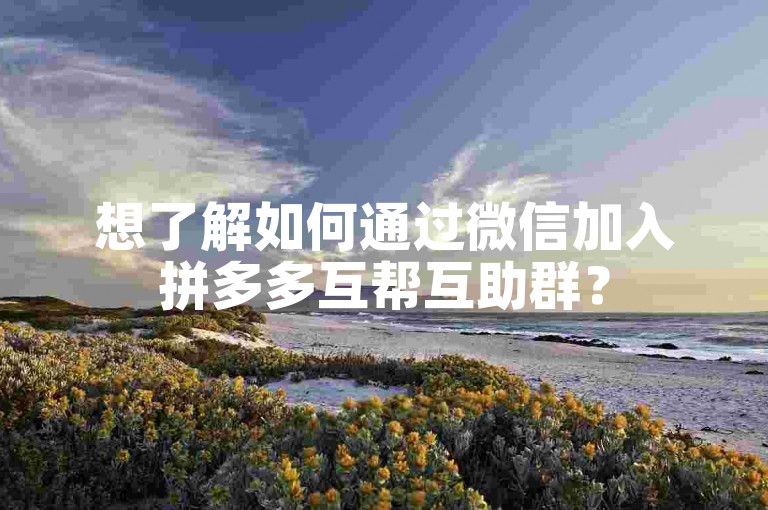 想了解如何通过微信加入拼多多互帮互助群？