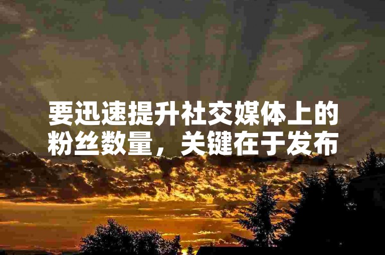 要迅速提升社交媒体上的粉丝数量，关键在于发布高质量且具有互动性的内容。