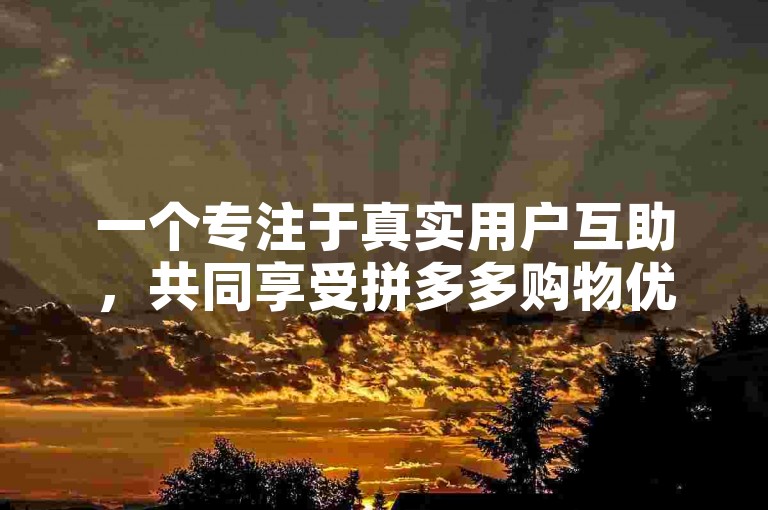 一个专注于真实用户互助，共同享受拼多多购物优惠的社群。