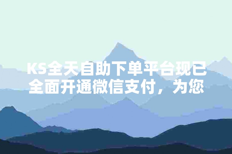 KS全天自助下单平台现已全面开通微信支付，为您的购物体验增添便捷！