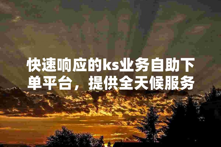 快速响应的ks业务自助下单平台，提供全天候服务，确保您的dy业务需求以优惠价格迅速得到满足。